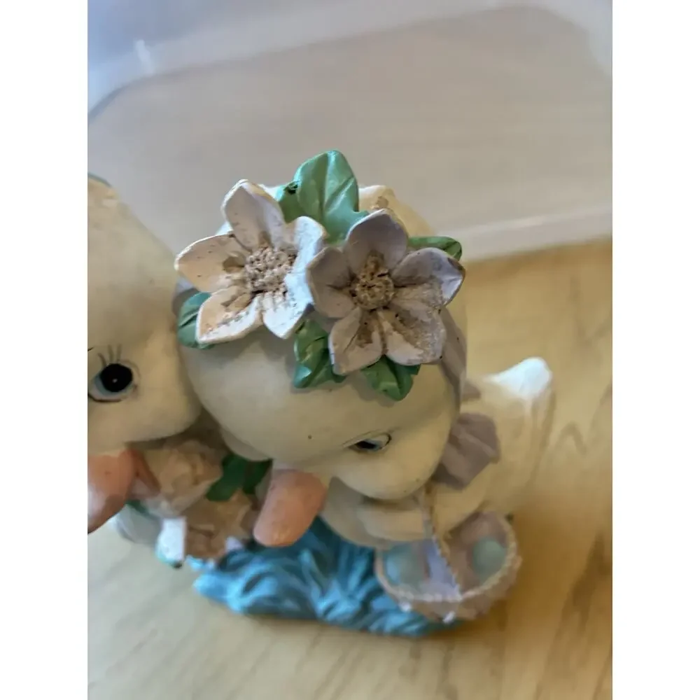 VTG Easter Chicks Sailor Boy & Girl Figurine Love Flowers Basket Spring Decor
